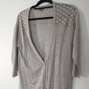 Merona Cardigan Sweater with Lace Shoulder Accent Size L